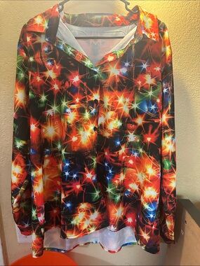 Women’s Christmas lights Button-Up Top